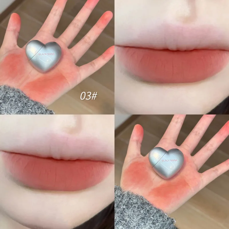 Mini Black Silver Heart Velvet Matte Lipstick Lip Mud Lip Gloss Nude Waterproof Lasting Lip Tint Cosmetic Makeup — image 11