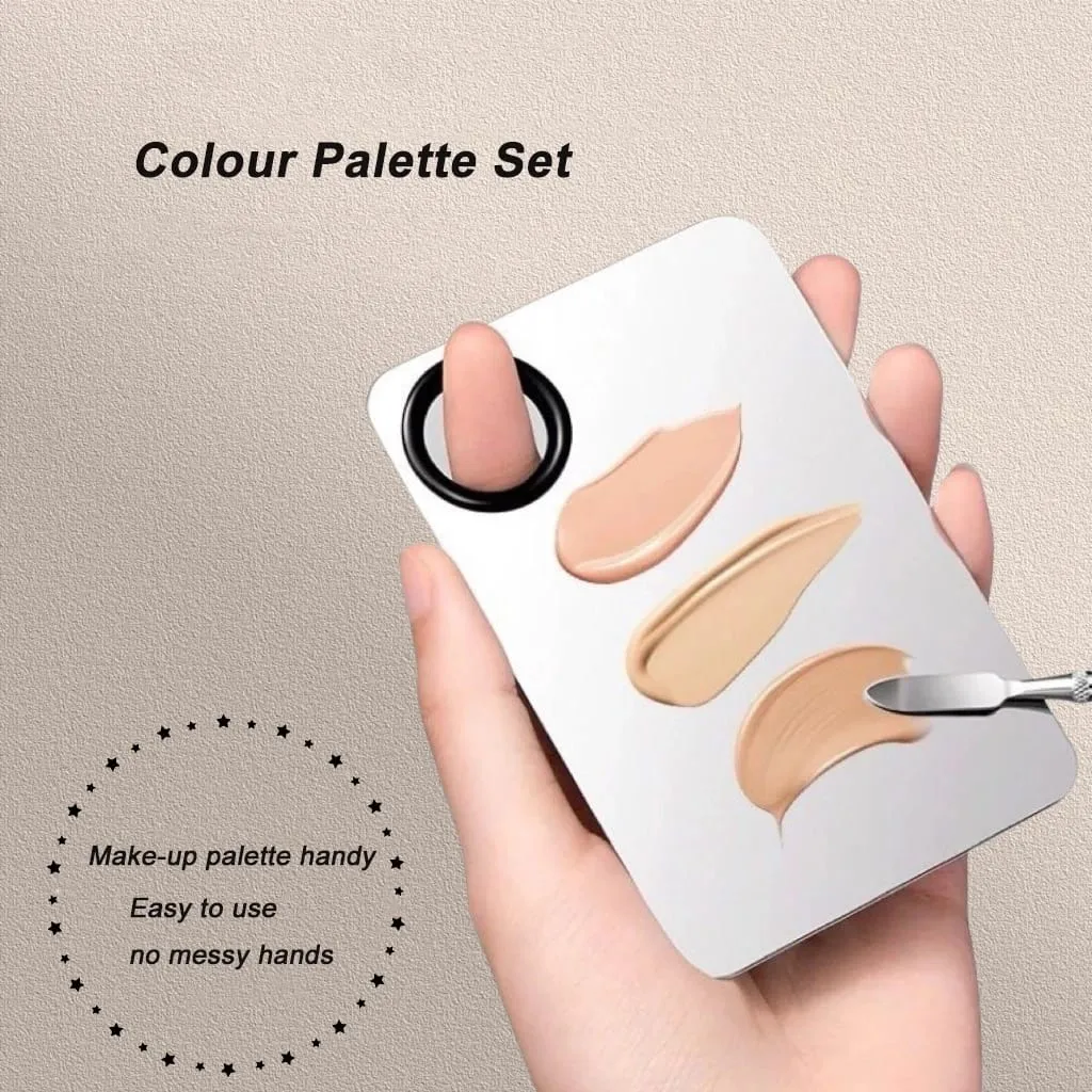 Makeup Mixing Palette Foundation Lipstick Eye Shadow Stainless Steel Mixer Palette with Spatula Mixing Stick Beauty Tools Nail-A — image 5