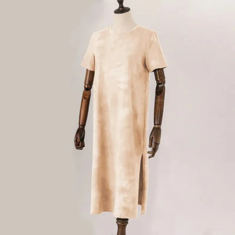 Original Casual 94% Cotton Summer Women's Dresses Solid Short Sleeve Spilt Long Midi Dress Fashion Sundress Female Clothing — image 8