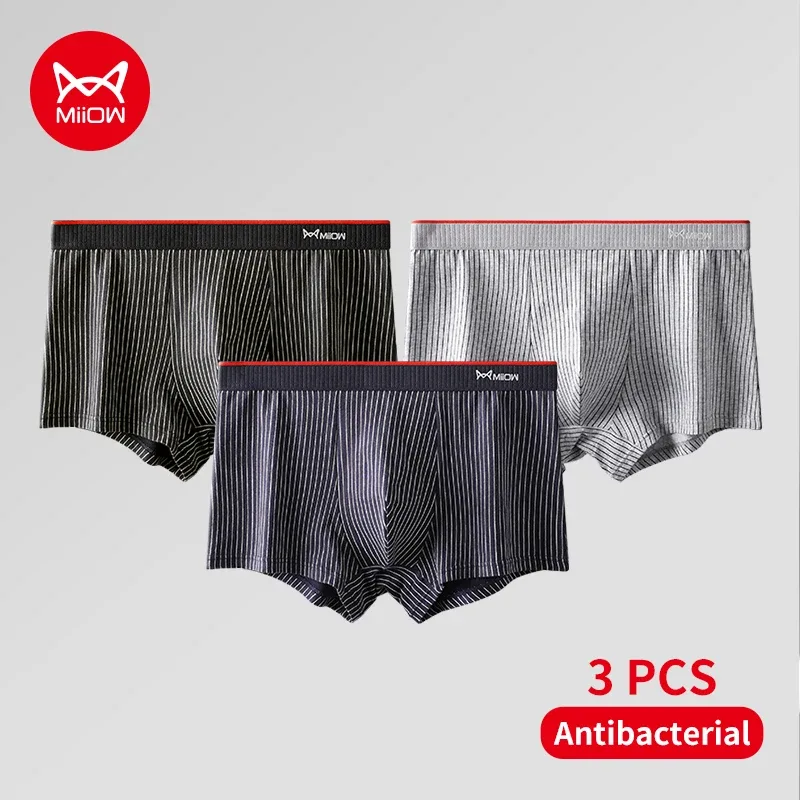 MiiOW 3Pcs Cotton Men's Boxer Underwear AAA Antibacterial Man Boxershorts Seamless Striped Men Underpants Boxer Male Boxer Short — image 23