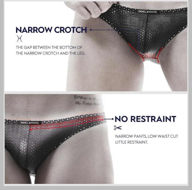 2PCS Tight ice silk transparent briefs men's small briefs mesh eyes youth bottoms breathable — image 7