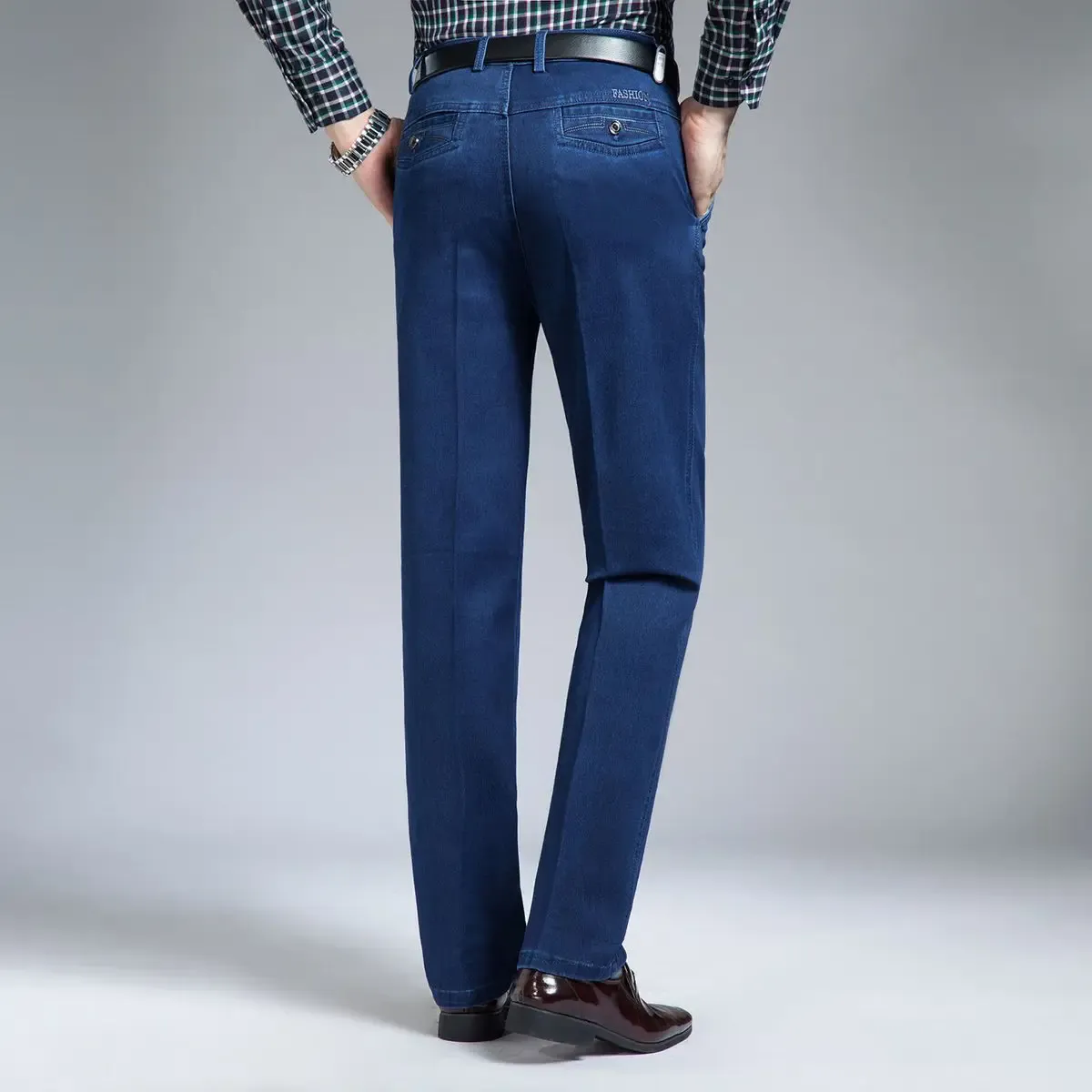 Spring and Summer Middle-aged Jeans High-end Elastic Loose High-waisted Jeans Male Dad Pants Business Jeans — image 7