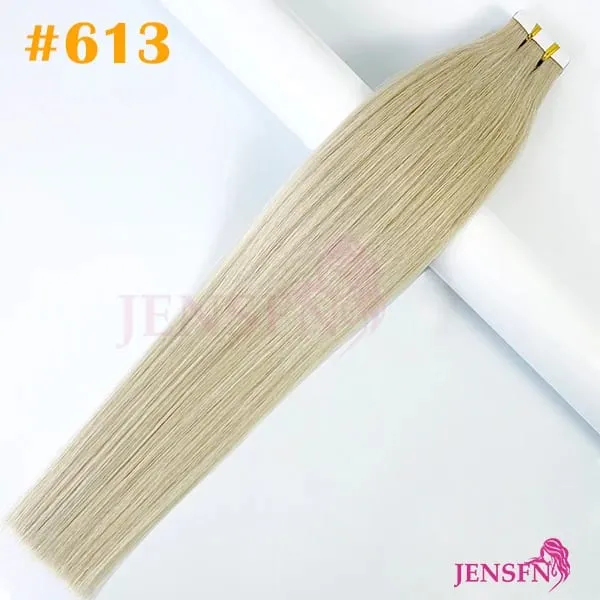 Virgin Tape In Human Hair Extensions Real Natural Hair Extensions 16"-22"Inch For Salon High Quality Thickening Of Roots — image 9