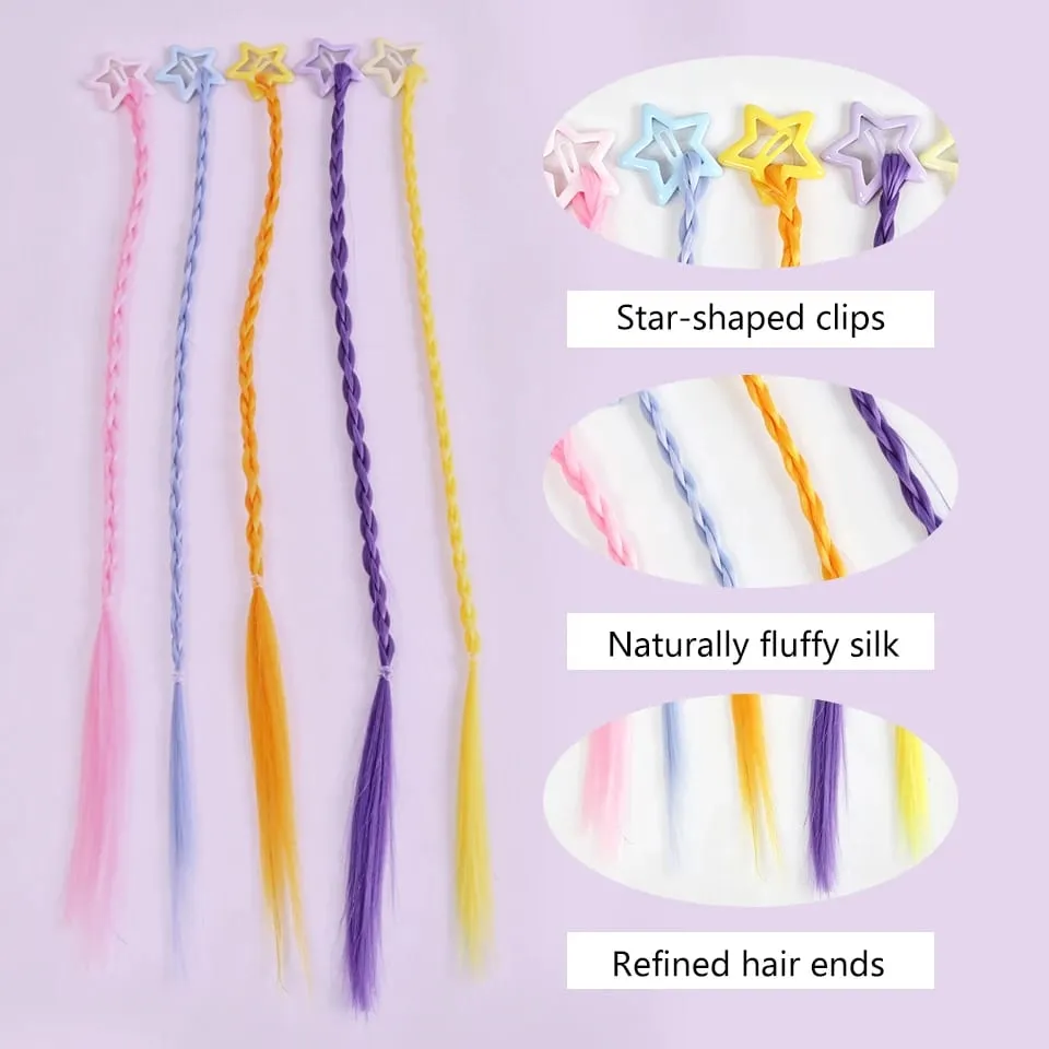 Synthesize 5PCS Colored Braided Hair Clips Ponytail Hair Accessories Suitable for Women and Girls' Daily Wear and Holiday Use