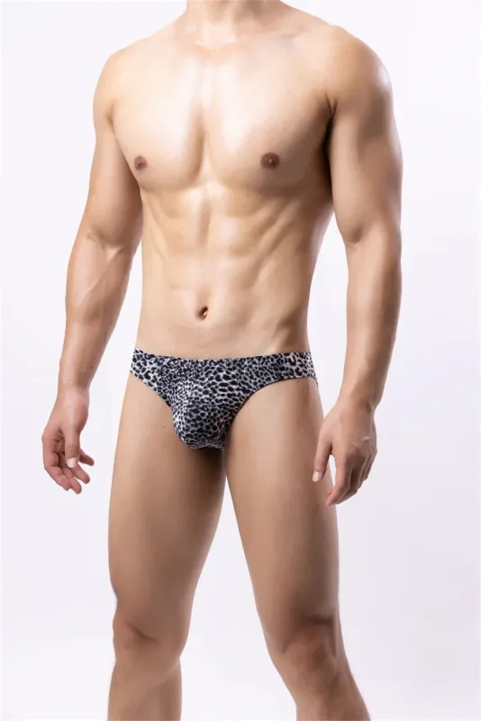 Sexy Men's Briefs Underwear Leopard Pattern Low Waist Soft Slip Briefs Lingerie Underpants Pouch Tangas Sexis De Hombre — image 12