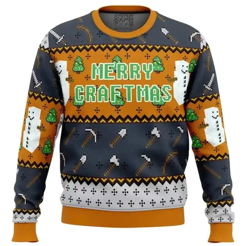 Natal papai noel dos desenhos animados anime graffiti retro inverno feio camisola 3dprint harajuku pulôver giản dị engraçado mang