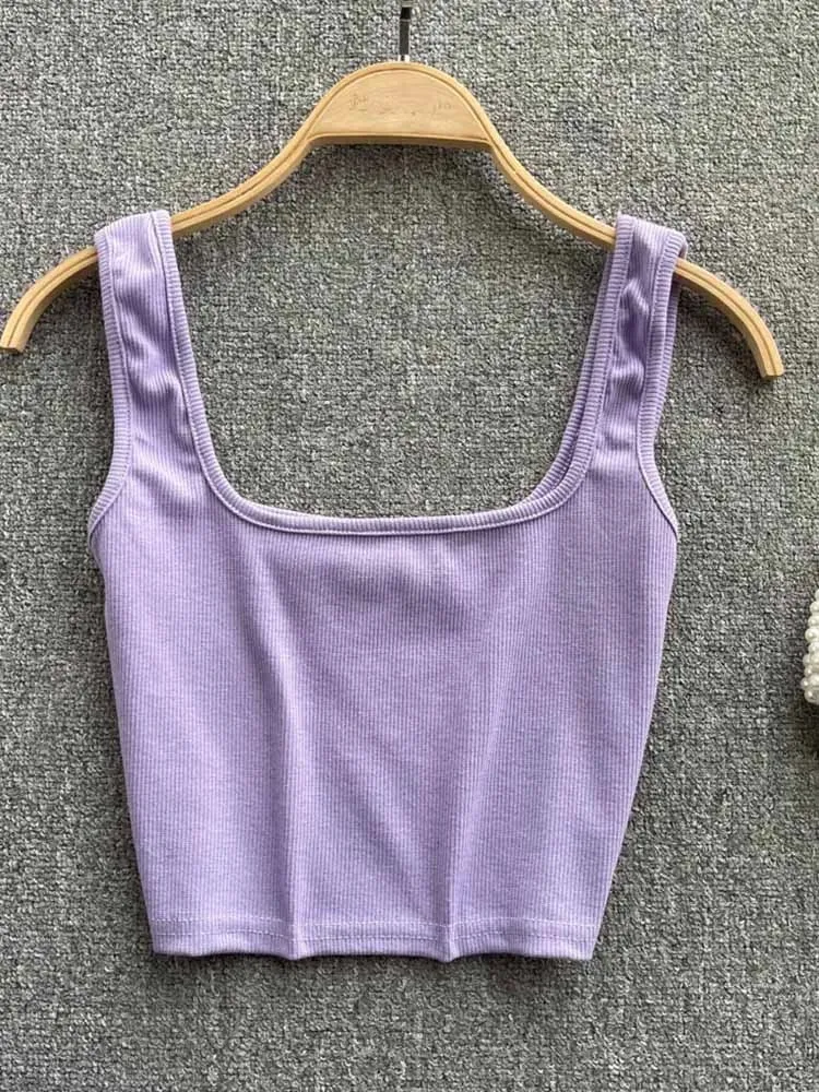 Tank Top Women Sexy Backless Y2k Top Slim Fit Bottoming Blouse Solid Crop Top Sleeveless Camis Mujer — image 2