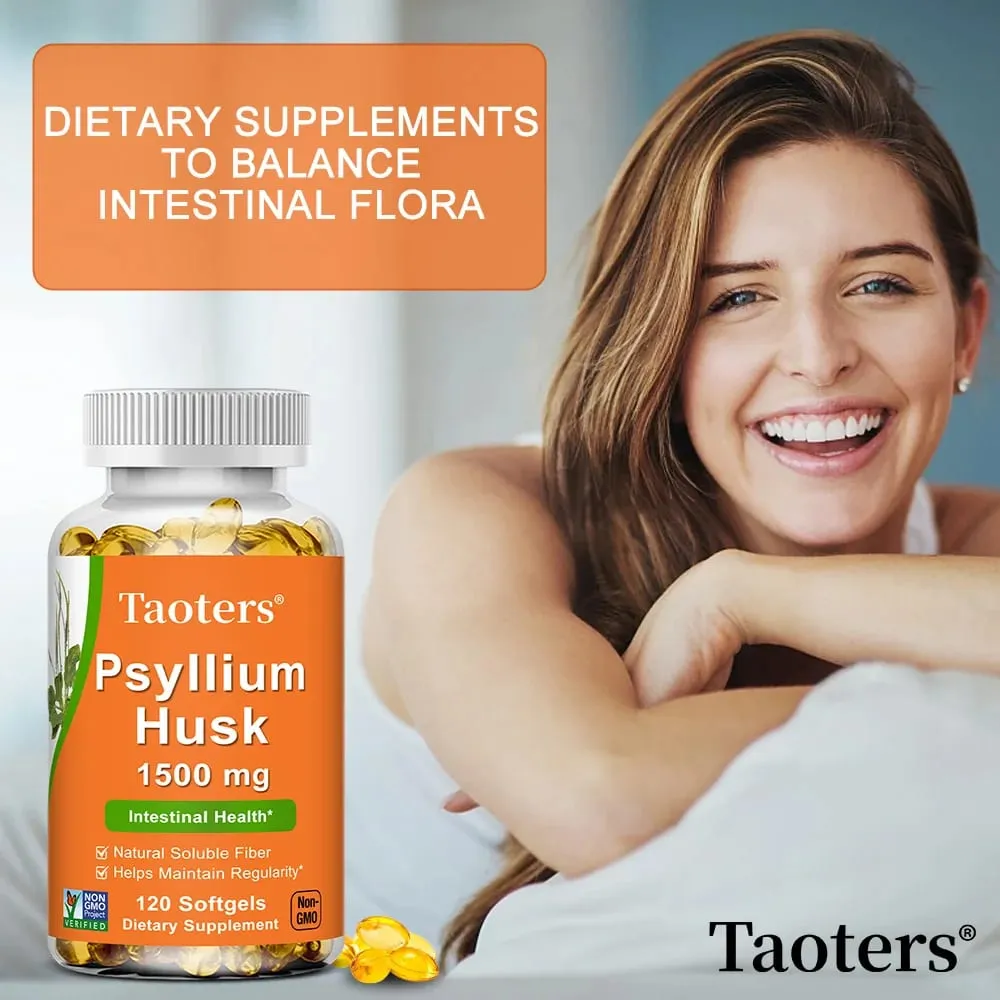 Psyllium Husk Supplement-Natural Soluble Fiber Promotes Digestion Supports Immunity and Promotes Intestinal Health 120 Capsules — image 2