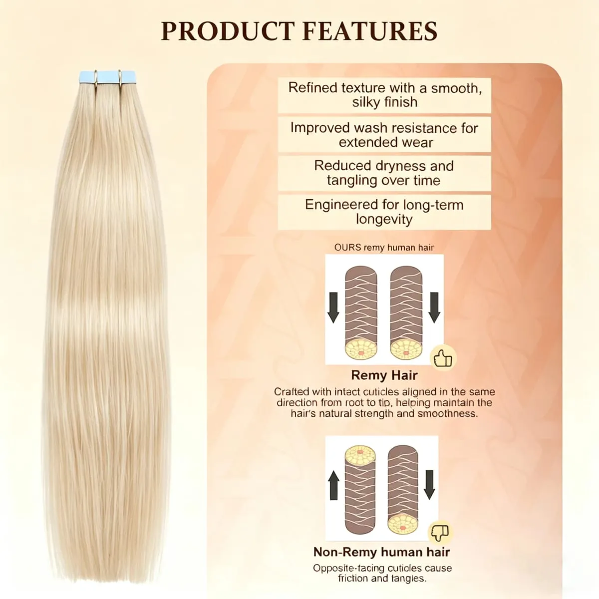 Fita loira em extensões de cabelo humano platina #60 fita de trama de pele reta sem emenda em extensões de cabelo humano real 50g