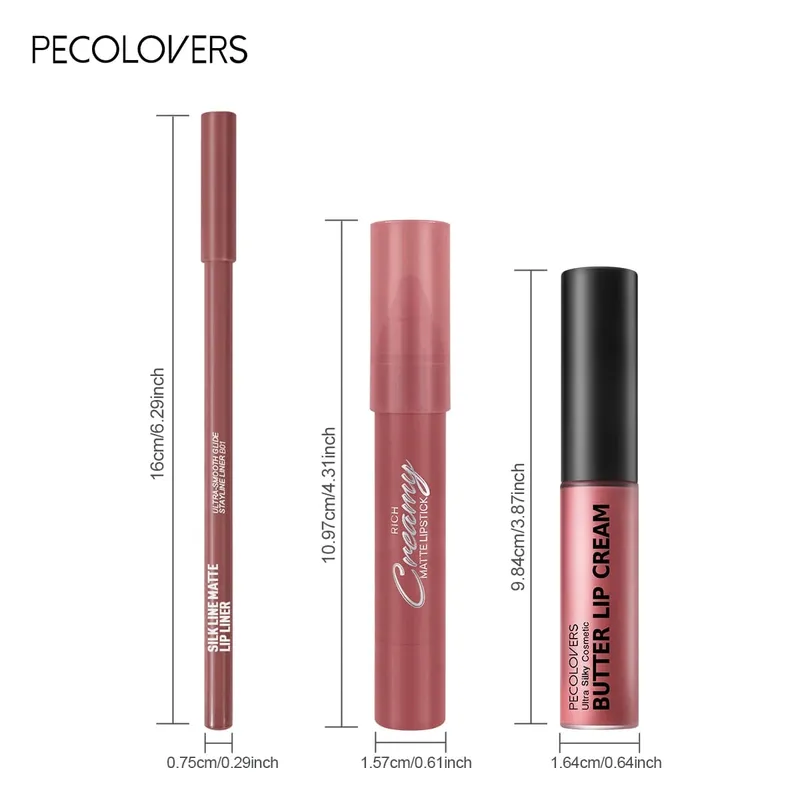 3PCS/SET Long-Lasting Non-Stick lipstick pen&Waterproof Lipliner Pencil & Long-Lasting Lip Oil Lip Gloss Beginner-Friendly — image 4
