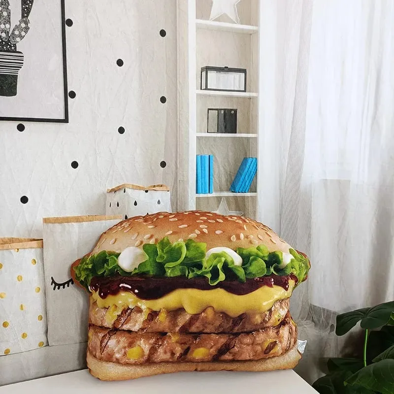 Travesseiro de hambúrguer de pelúcia realista, brinquedo de simulação, travesseiro de lance de hambúrguer de fast food com cobertor, almofada 2 em 1 — image 14