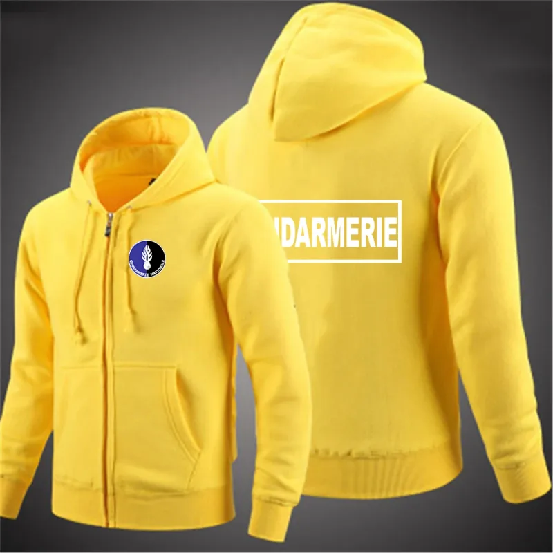 2025 Spring Autumn French Gendarmerie Logo Printed Solid Color Simplicity Hoodies Men's Popular Cardigan Streetwear Jacket Coats — image 3