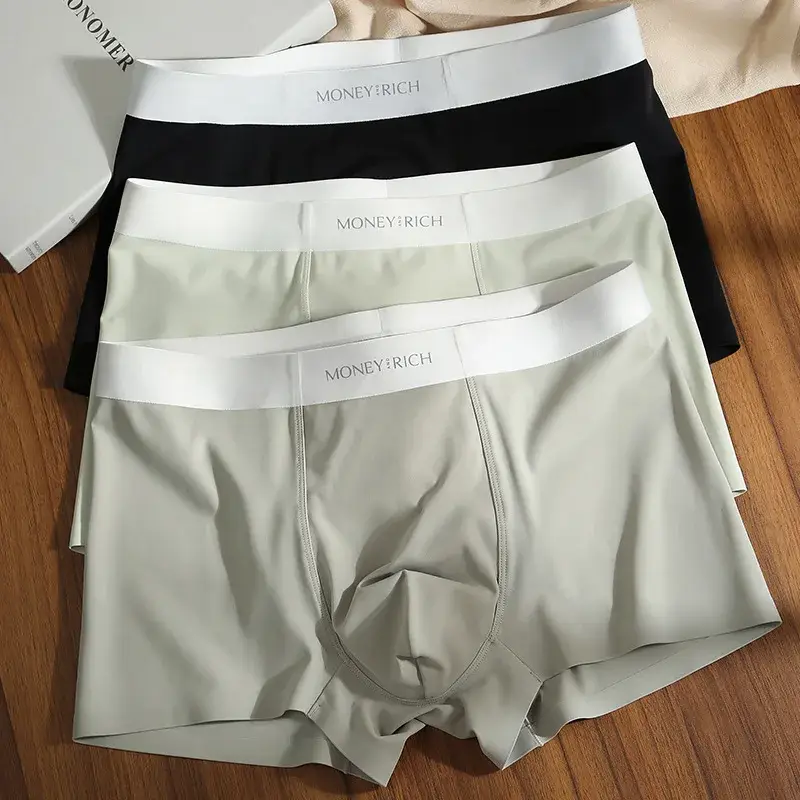 [Bloom the love] New MONEY&RICH 1pcs/3pcs Boxer Men Underwear Hot Solid Underpants Boxershort Mens Boxers Man Size L-3XL HS4038