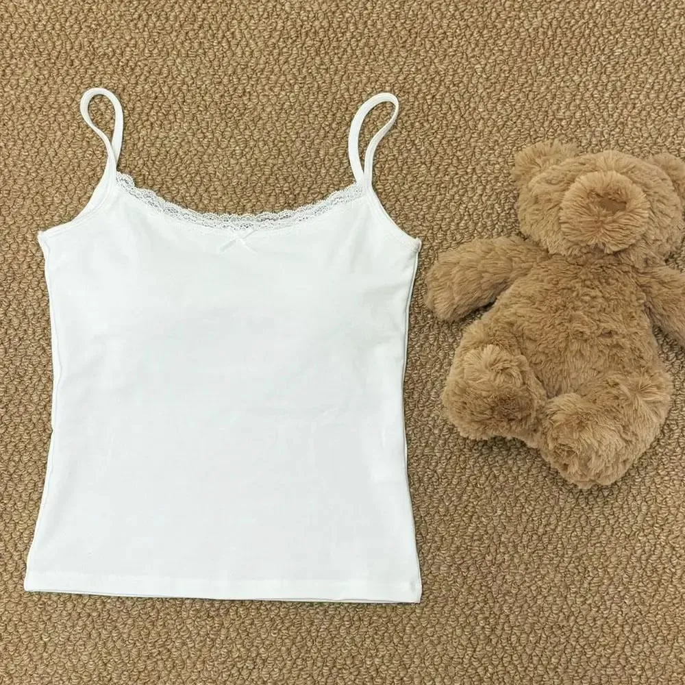 Lace Undershirt With Bra Pads Sweet Underwear Beauty Back Strappy Tank Tops Slim Inner Wear Summer Women's Outside Versatile — image 12