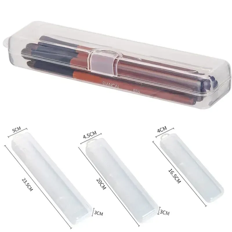 Portable Makeup Brush Organizer Eyebrow Pencil Tableware Chopsticks Transparent With Cover Storage Box Kitchen Accessories — image 1