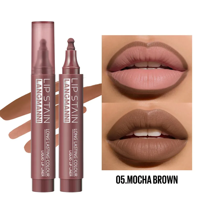 Lip Stain Flüssiger Lipliner-Markierungsstift, langlebig, wasserdicht, matt, hochpigmentiert, nacktes Lippenkontur-Make-up für Frauen — image 10