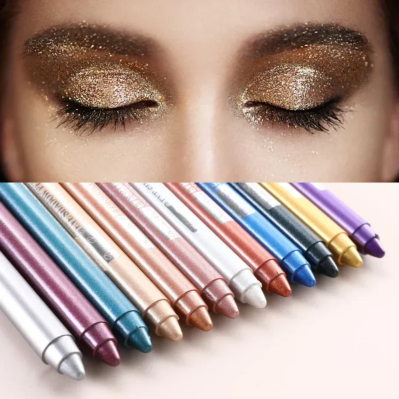 12Colors Glitter Eyeshadow Pen Long Lasting Matte Eye Shadow Palette Shiny Highlighter Silver Purple Eyeliner Pencil Cosmetics — image 4