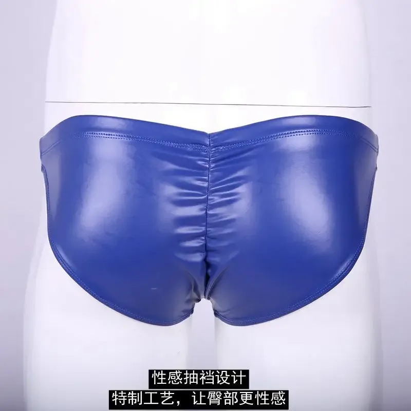 Seluar Renang Berkilat Minyak PU Buih Anjal Punggung Bertingkat Rendah-Mengangkat Slip Bikini Shirring Jahitan Selangkangan Seluar Dalam Mandi Seluar Pendek — image 20
