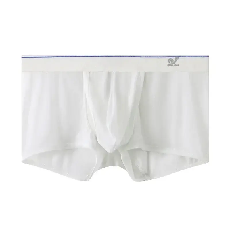 1pc/2pcs Men's Ice Silk Boxers Briefs Sexy Elastic Low Waist Underwear Open Front Soft Pouch Shorts Trunks