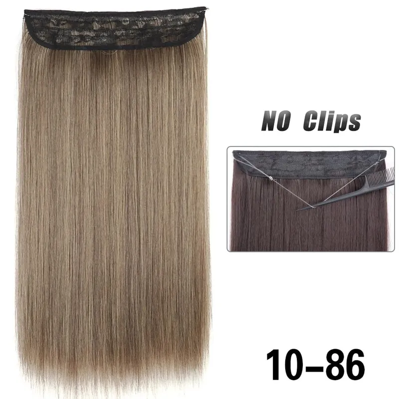No Clips Hair Extensions Invisible Wire Long Straight Synthetic False Hair Piece 80cm Black Brown Blonde Hairstyle — image 15