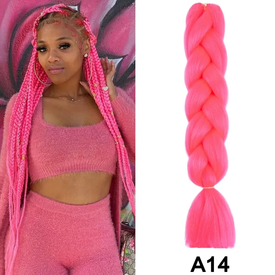 24 Inch Synthetic Jumbo Braid Pure And Ombre Braiding Hair Extensions For Women DIY Jumbo Hair Braids Black Green Gray Brown — image 19