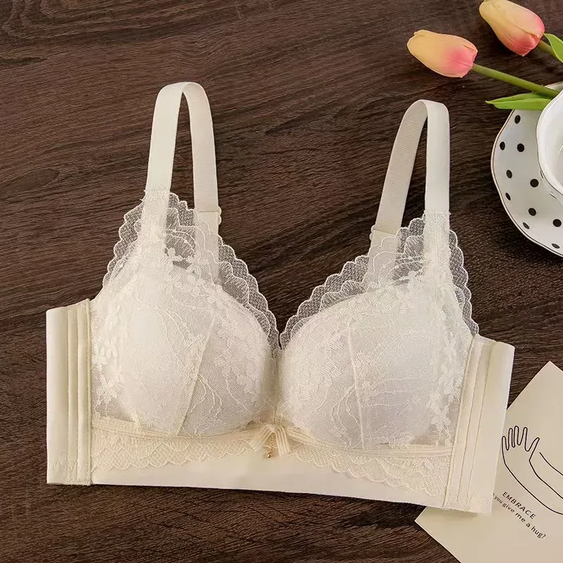Bra Push-Up Tebal Renda Seksi untuk Payudara Kecil Anti-Kendur Boleh Laras Selesa Tanpa Wayar Pakaian Dalam — image 11
