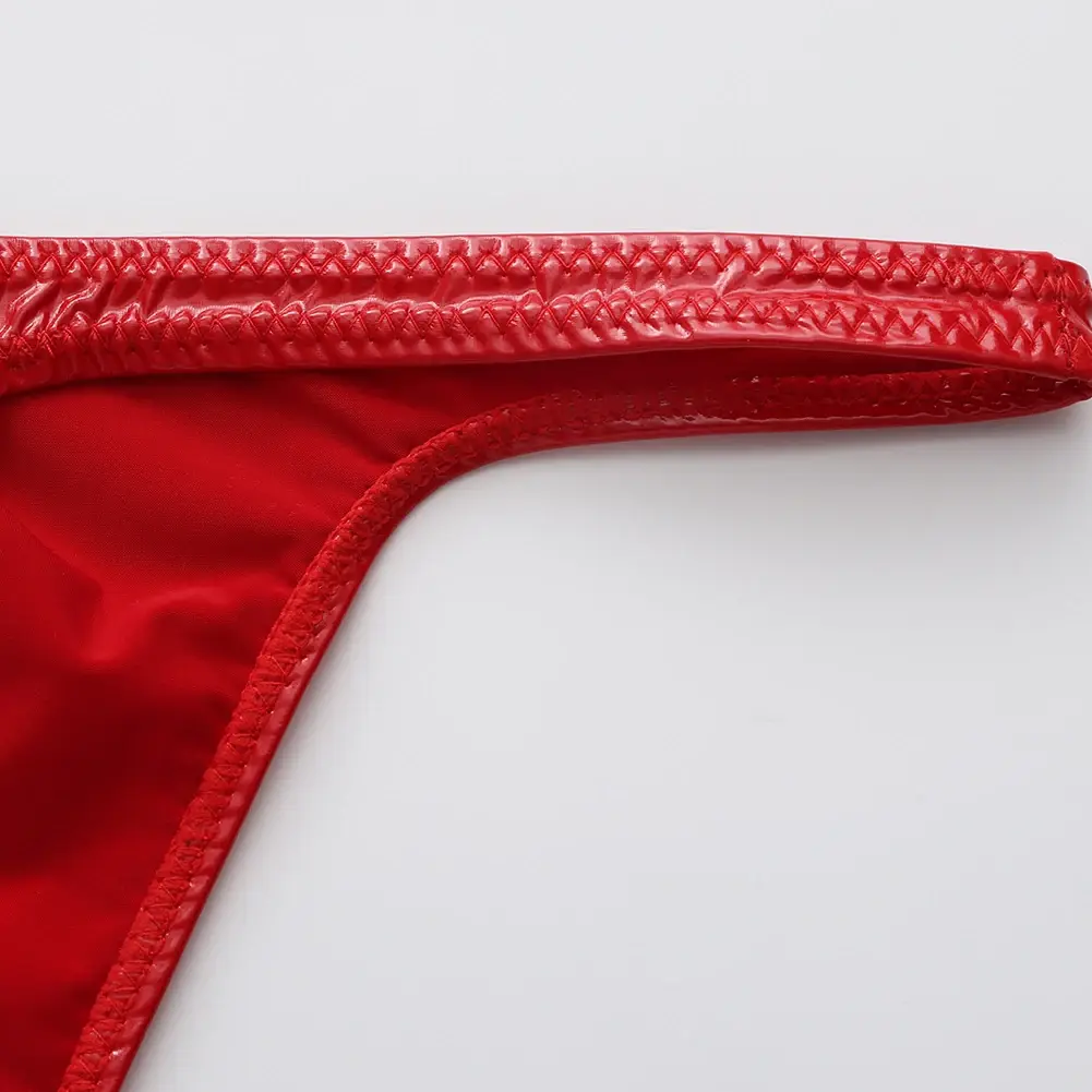 1pc Men Glossy Faux Leather G-string U-convex Pouch Briefs Thin-Strap Low Waist Underwear Sexy Gay Sissy Lingerie — image 9