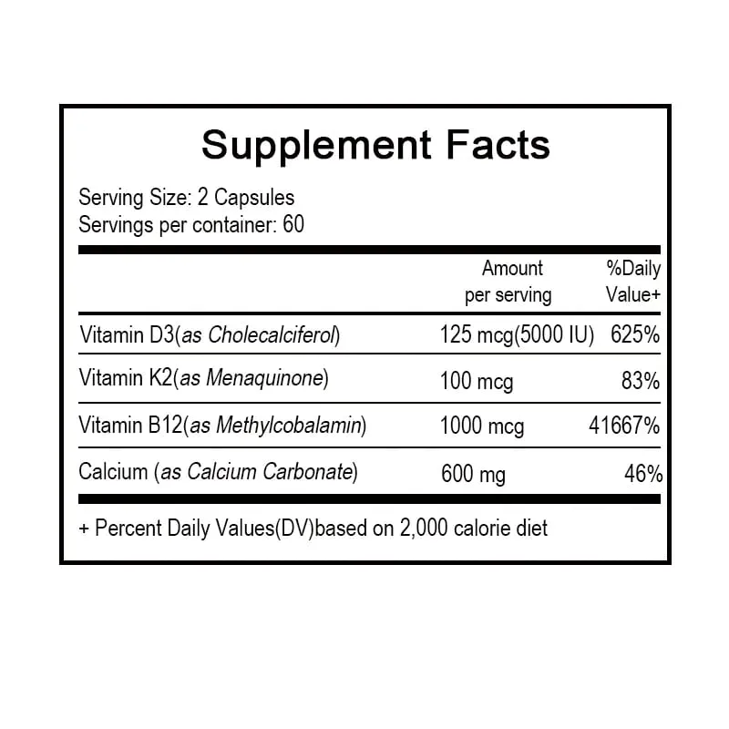 4-in-1 Calcium Supplement for Women and Men Bone and Heart Complex with Vitamin D3 K2 Calcium Supplement + Vitamin Calcium — image 2
