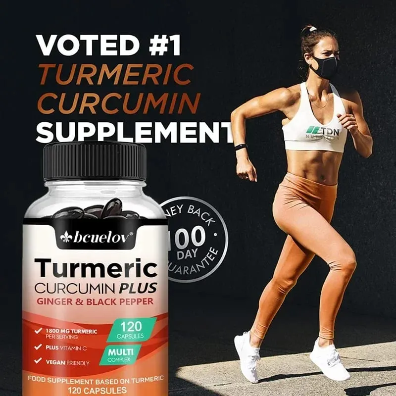 Turmeric supplement with curcumin extract ginger and black pepper to support joint mobility and muscle and bone health — image 3