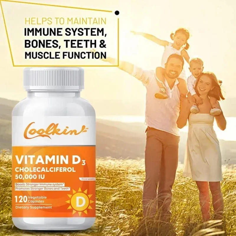High Potency Vitamin D3 50 000 IU - 120 Vegetarian Capsules - Gluten Free Non-GMO Vitamin D Supplement