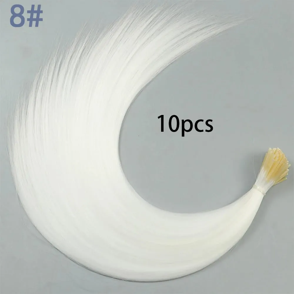 Synthetische farbige I-Tip-Stick-Haarverlängerungen, glattes Haar, 40,6 cm, für Frauen, hohe Temperaturen, 10 Strähnen/Packung, Farben — image 16