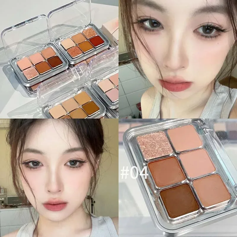 Grey Rose Shimmer Matte Eyeshadow Palette 6 Colors Glitter Earth Color Low Saturation Eye Shadow Pigment Long Lasting Cosmetics — image 9