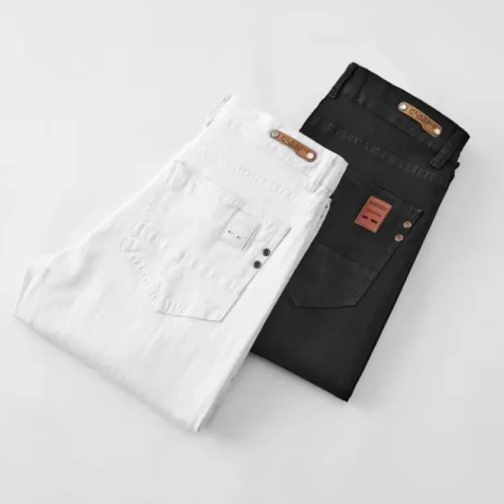 Men White Jeans Elasticity Straight Slim Fit Casual Soft Business Classic Brand Trousers Fashion Advanced Stretch Denim Pants — image 7