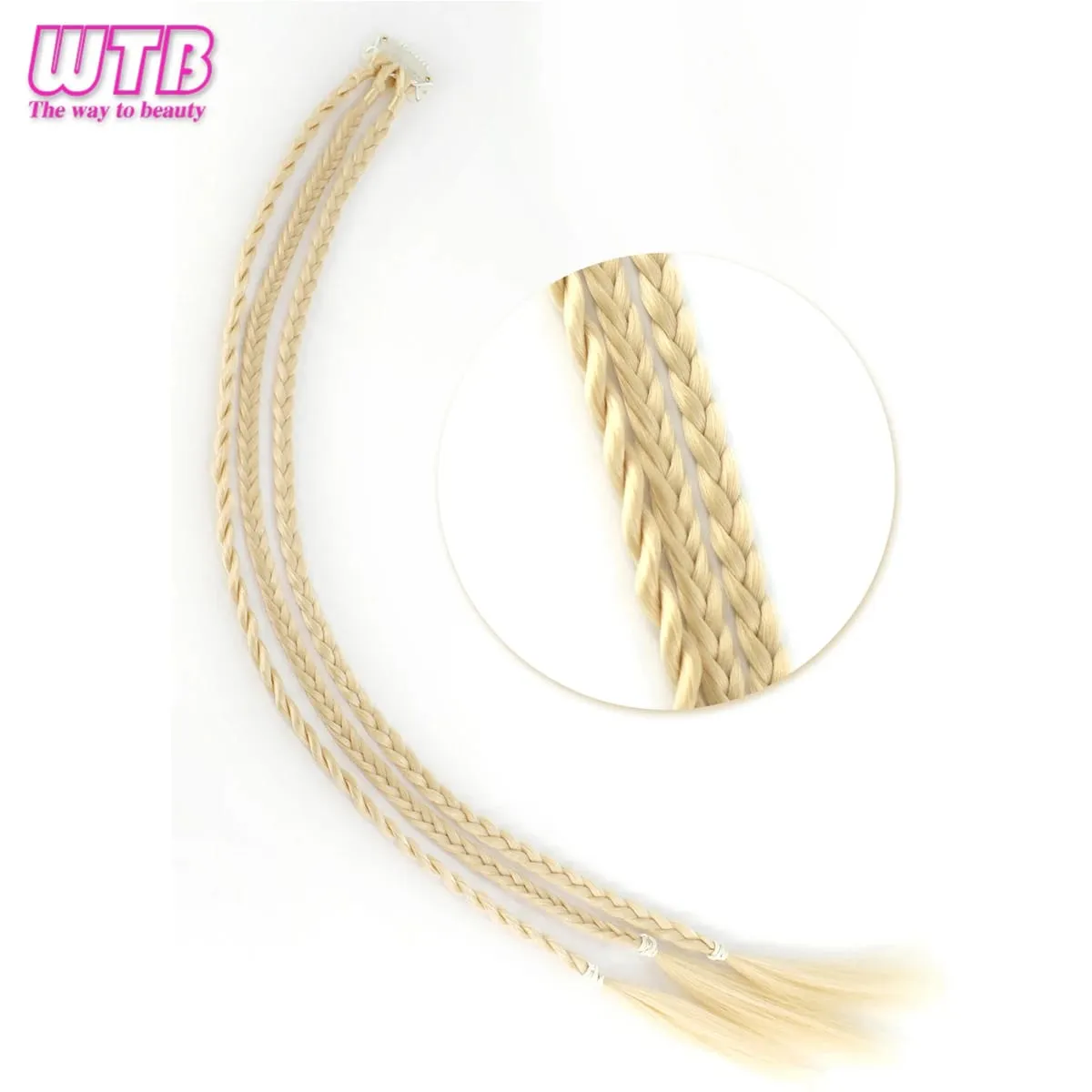 1 Piece/pack 22 Inch Clip On 3 Braid One Piece Synthetic Fiber Hair Extension Women Daily Party Wear Clip Extension Blonde Hairp — image 6