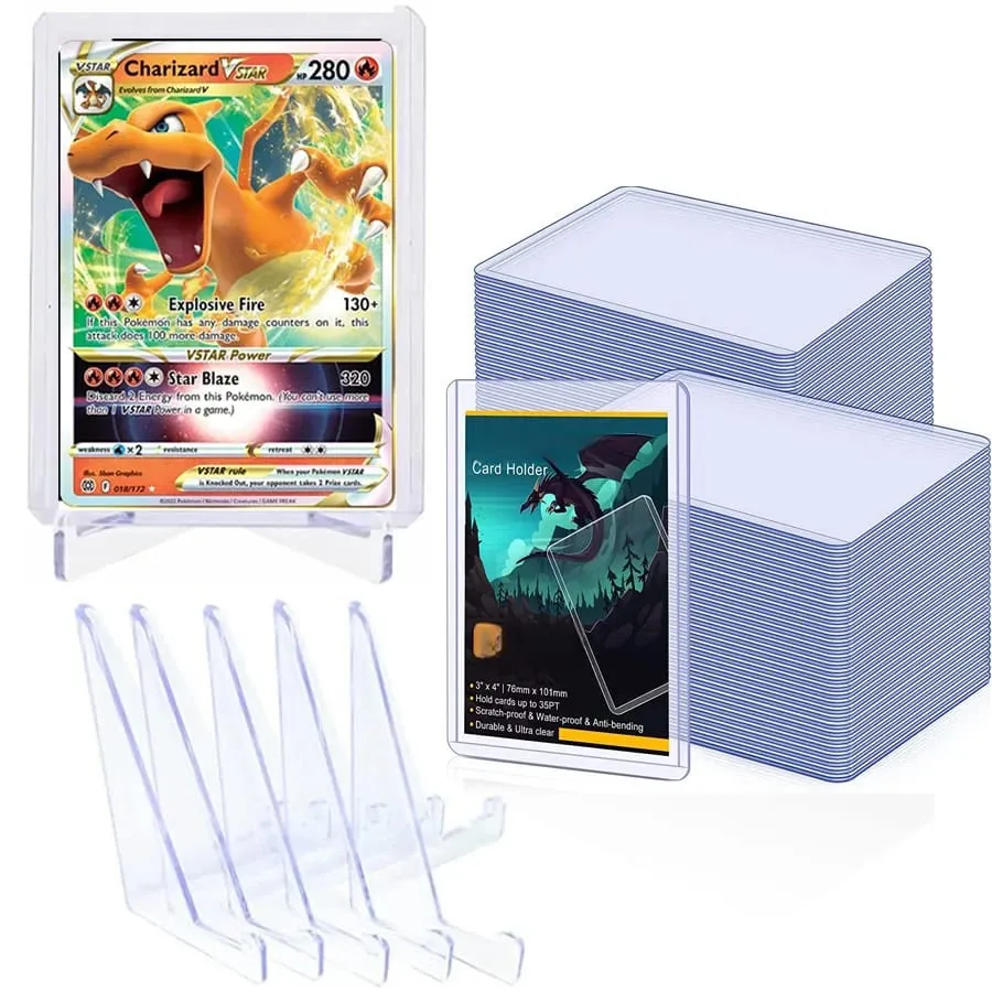1-10pcs Hard Plastic Cards Sleeves And Stand Display Set For Yugioh Pokemon Baseball Football Game Card Trading Protectors — image 1