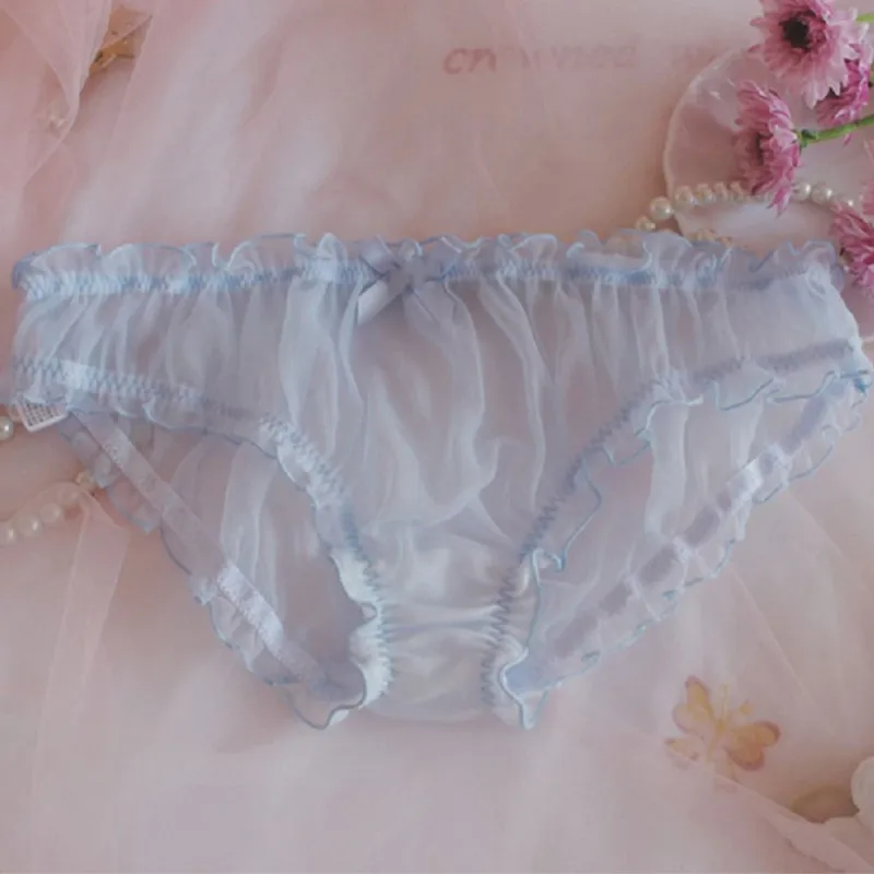 Uomo Sissy Mesh Chiffon Bow Floral Lace Pouch Intimo Mutandine Bikini Brief Sheer Knicker Trasparente Solido Slip da uomo Pantaloncini — image 18