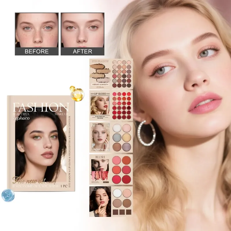 All In One Makeup Set Natural Pigment Eyeshadow Blush Contour Highlight Lip Gloss Full Face Cosmetic Kit Daily Party Beginner — image 2