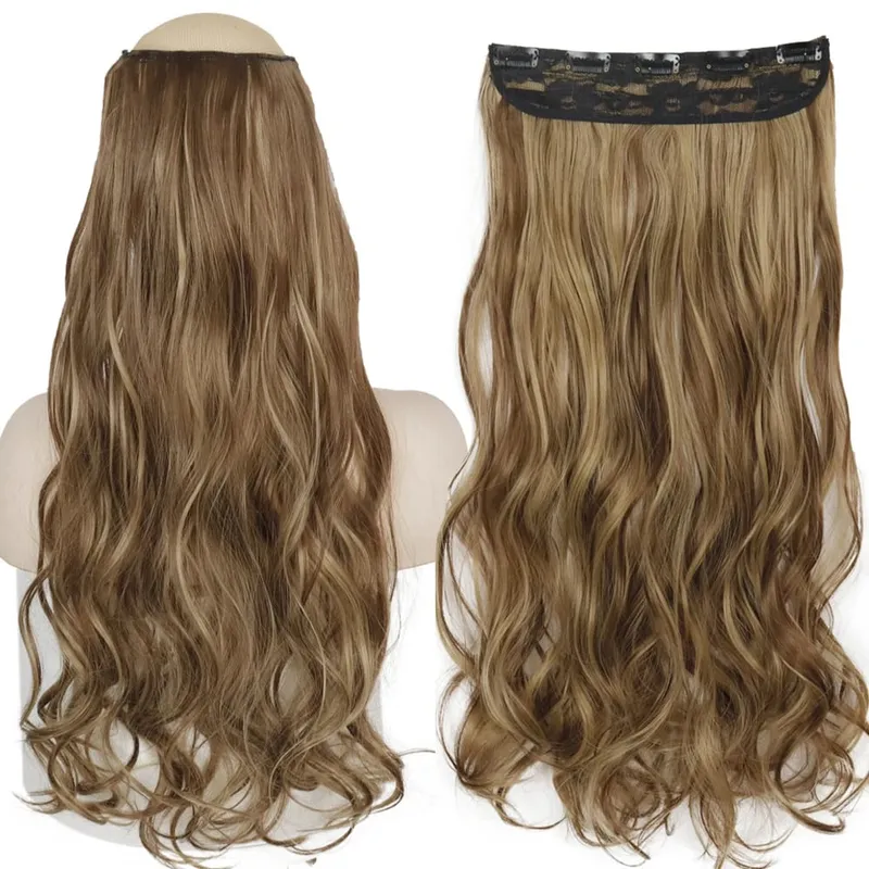 32inch Synthetic Hair Extensions One Piece 5 Clips Long Straight High Temperature Fiber Black Brown Hairpiece — image 22