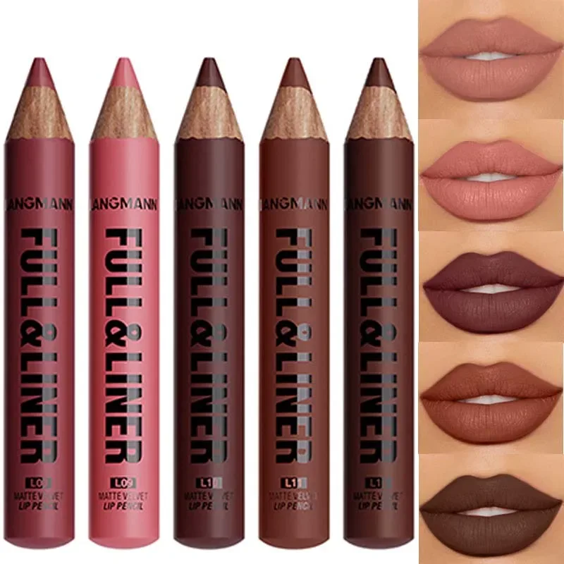 Waterproof Matte Lipliner Pencil Brown Contour Tint Lipstick Pen Long Lasting 12 Color Wooden Lip Liner Pencil Full-lip Makeup — image 7