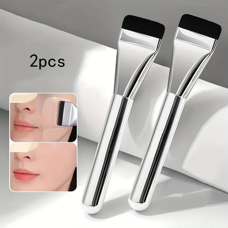 1/2Pc Multi-Use Foundation Ultra-Fine Hypoallergenic Nylon Bristle Oval Foundation Brush - Perfect for Face Contouring