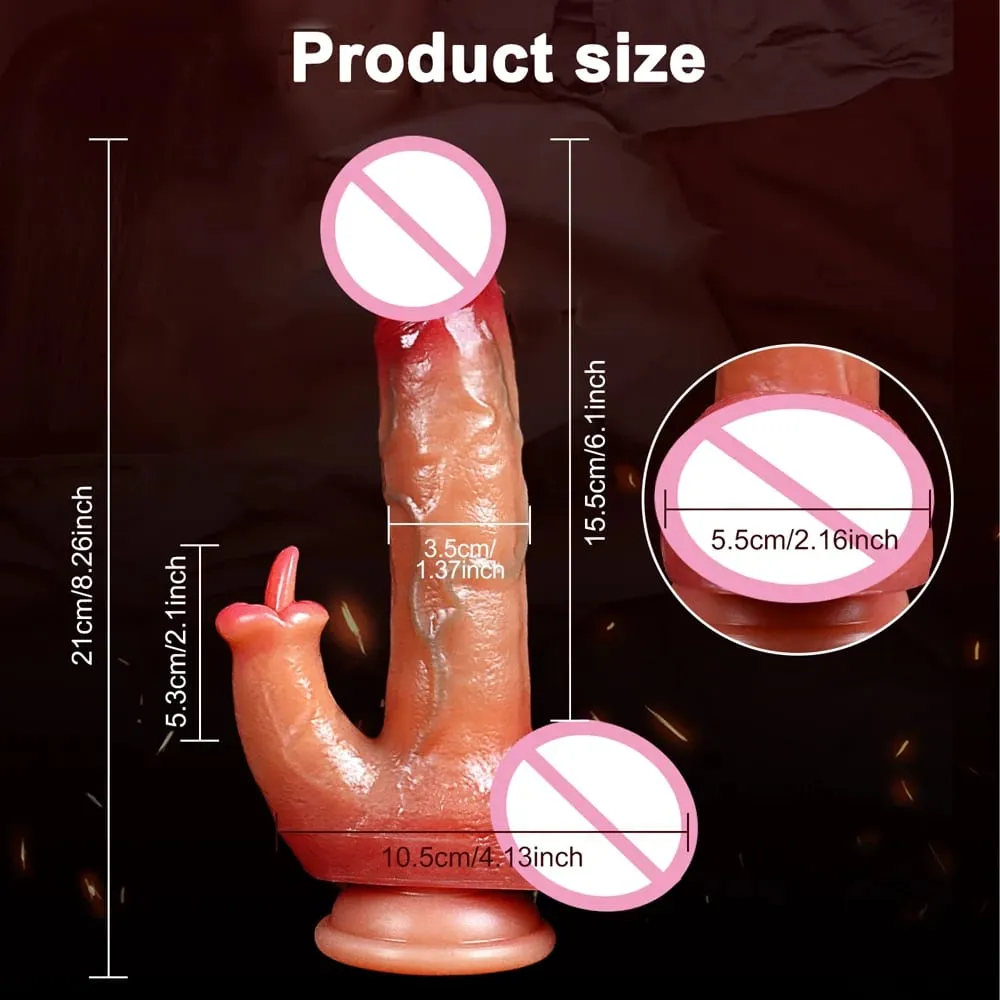 Thrusting Dildo Realistic Dildo Tongue Licking Clitoral Stimulator Sex Toy Vibrator Vagina Anal G-Spot Massager for Women Couple