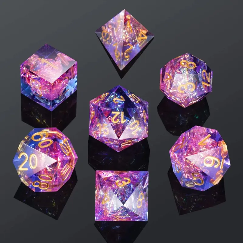 Resin Sharp Edge DND Dice Set for Dungeons and Dragons Role Playing and Tabletop Game