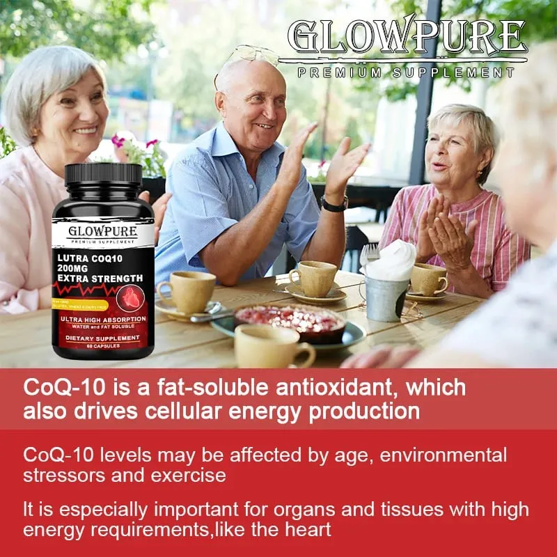 Coenzyme Q10 with Vitamin E - Heart Health Supplement for Energy Blood Pressure & Antioxidant Support