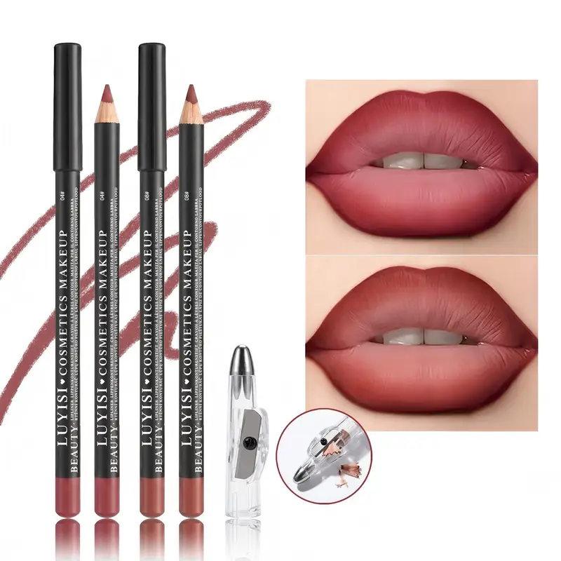 Professional Lip Liner Set with Sharpener 2pcs Waterproof Lip Pencils+1pc Sharpener Long-Wearing Transfer-Proof Velvet Matte — image 2