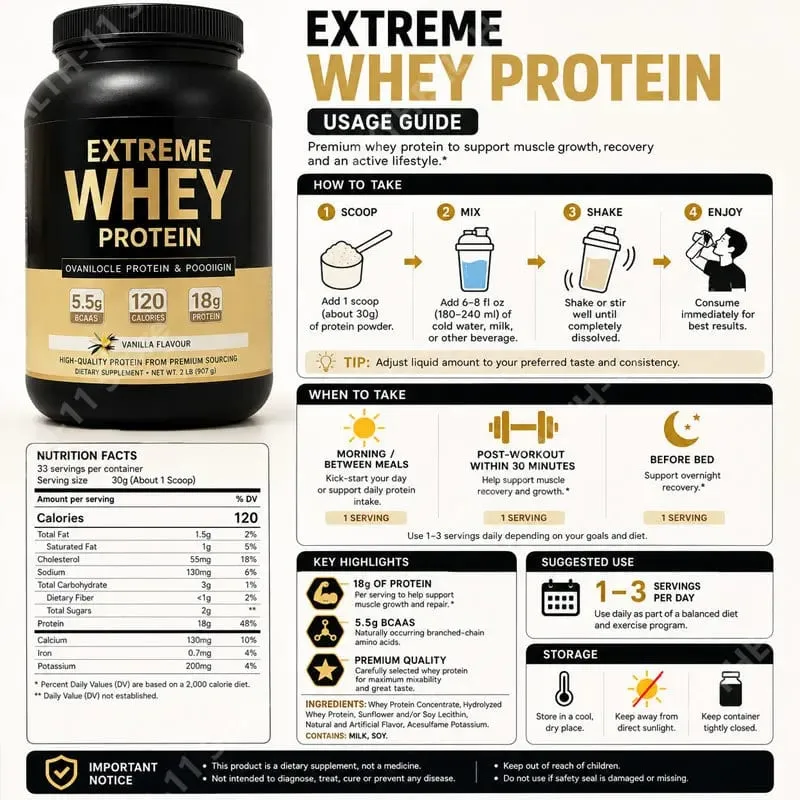 Whey protein pó branco ganhador de massa suplemento muscular crescimento muscular esporte suporte de saúde para ginásio sabor baunilha 1000g — image 6