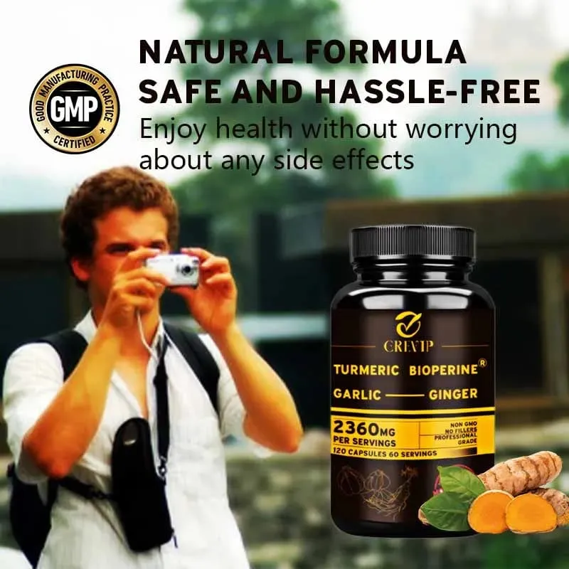 4-in-1 Turmeric Ginger Supplement - with Garlic Curcumin Black Pepper - Joints Immune Support Improves Digestion — image 6