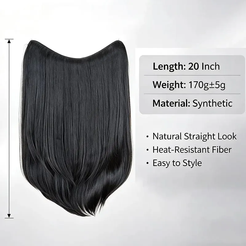20Inch Synthetic Layered Clip In Hair Extensions Long Straight High Temp Fiber Hair Extension for Women Increase Hair Volume — image 3