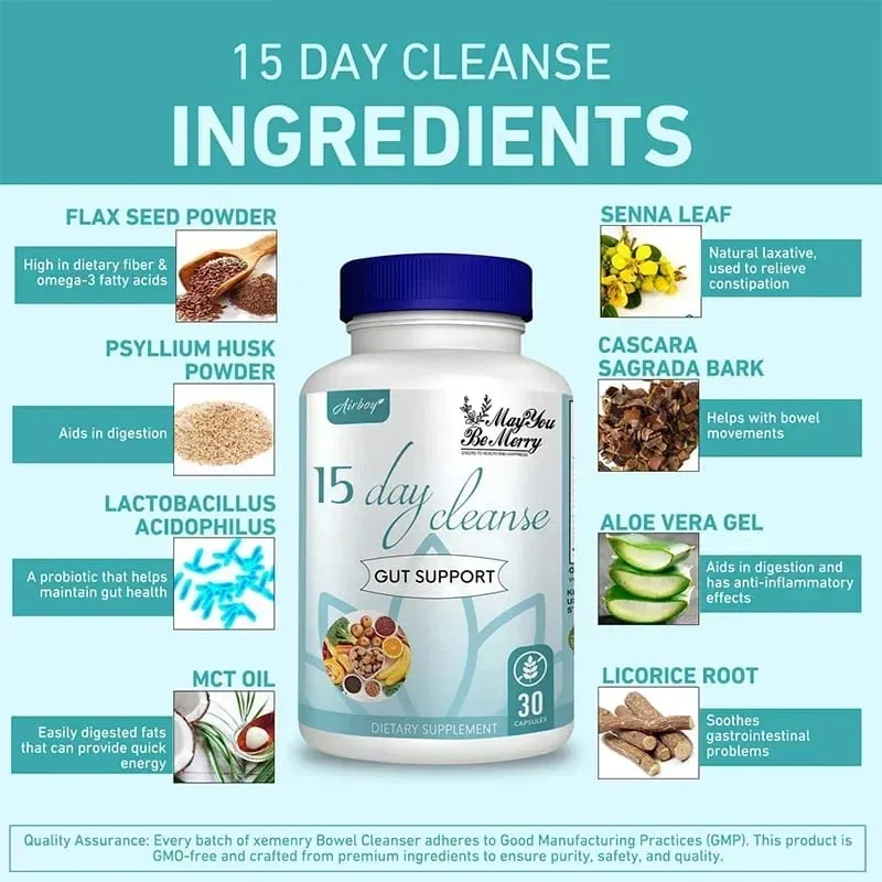 Gut and Colon Cleanse & Detox for Weight Loss-15 Day Quick Cleanser - Capsules Supplement to Flush Toxins&Boost Energy for Adult — image 4