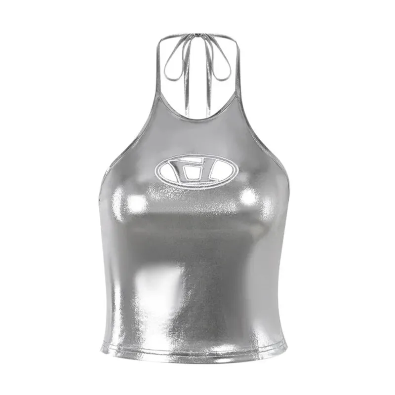 Summer Hanging Neck Halter Top Sexy Y2k Accessories Silver Backless Aesthetic Clothes Slim Short Streetwear Crop Top Women — image 8