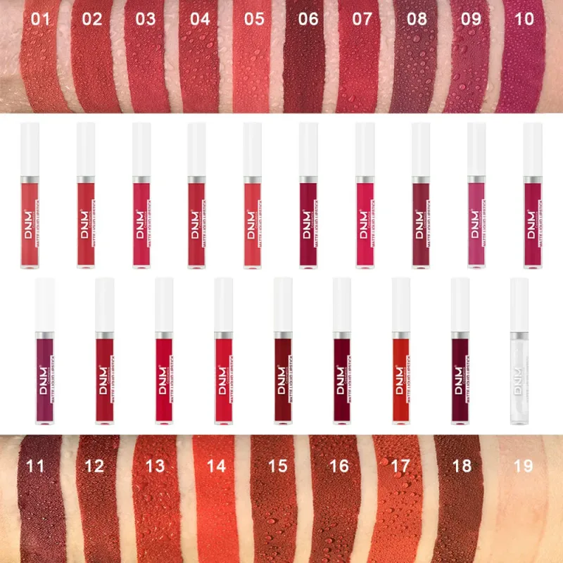 DNM 19 Warna Matte Velvet Liquid Gincu Kalis Air Tahan Lama Tidak Mudah Luntur Lipgloss Makeup Ungu Merah Bogel Tint Bibir Kosmetik — image 4